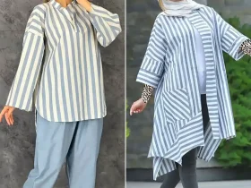 مدل مانتو و شومیز با پارچه راه راه